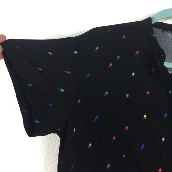 Paul Smith Ice Cream Mini Dress Medium Motif Black Pleated Rainbow Shirtdress - Picture 9 of 14